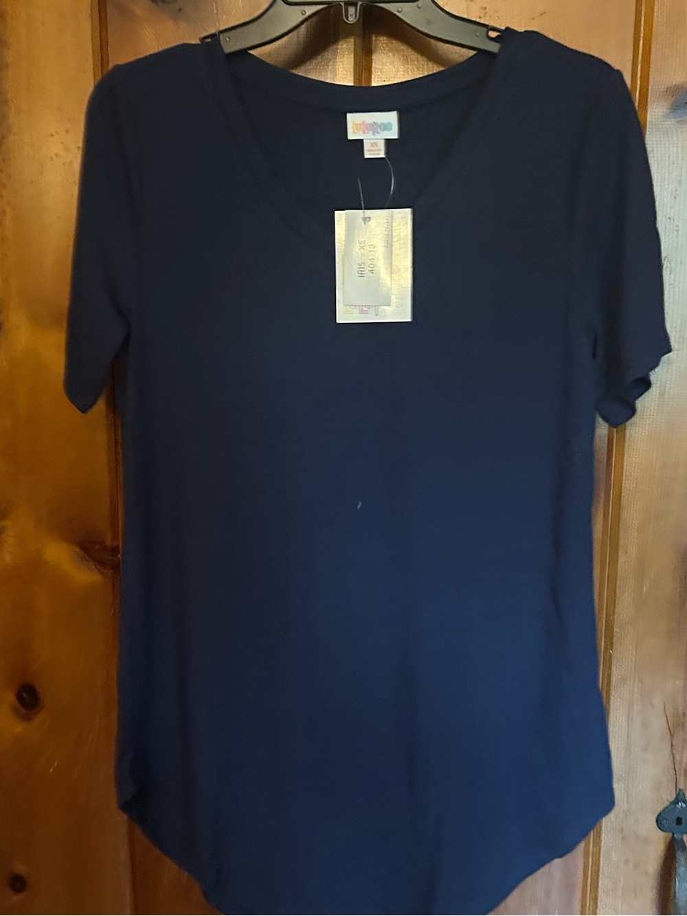 LuLaRoe Navy Short Sleeve V-Neck Top XS